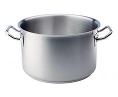 Pentole Agnelli Casserole Haute en Aluminium avec poignée Tubulaire en Acier Inoxydable 18/10, argenté 6,7 l Argent