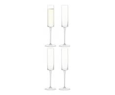 LSA International Lot de 4 Flutes à Champagne en Verre, Platine, 150 ML