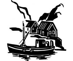 TATOUTEX Stickers Bateau de Peche - Jaune, L 120cm x H 120cm