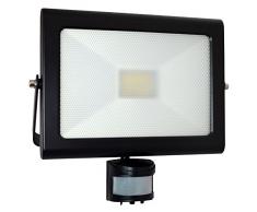 Tibelec 350520 Projecteur noir LED extra plat avec dÃ©tecteur de mouvement 50W 3400 lumens - non cÃ¢blÃ© garantie 5 ans, Aluminium, 50 W, 70x235x255mm