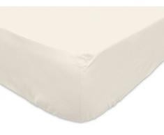 Soleil dOcre 614828 Drap Housse Coton 57 Fils Uni Ecru 160 x 200 cm