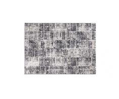 LIFA LIVING Tapis rétro pour Salon et Chambre à Coucher avec Motif Patchwork Gris en Laine Douce 80 x 150 cm