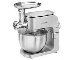 PROFI COOK PC-KM 1151 - Robot 2 en 1 multifonctions - avec hachoir Ã viande - 8 vitesses - 6,5 L Bol - Avec accessoires - 1300 Watts - Couleur Argent