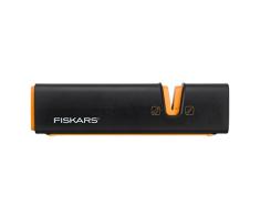 Fiskars Aiguiseur pour couteaux à lame lisse en acier, Pierre à aiguiser en céramique, Edge, Roll-Sharp, Noir/Orange, 1003098