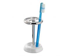 InterDesign York porte brosse a dent, bel organisateur maquillage en céramique et métal, blanc/argenté
