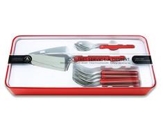 Laguiole Ãvolution - Coffret service à dessert 7 pièces - Coffret cadeau - Fourchettes à dessert et pelle à tarte en acier inoxydable et ABS Acidulé rouge