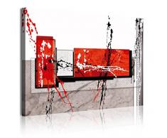 Dekoarte 317 - Tableau moderne sur toile monté sur cadre en bois 1 pièces, style abstrait dans des tons rouges, 120x80cm