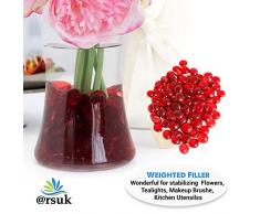 ARSUK Galets décoratifs en verre, perles de pierre arrondies, gemmes (200pcs / 1kg cailloux rouges)