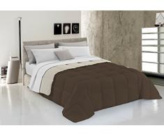 ELEGANT T-El-Marrone/Panna-1Pm Couette dhiver, Microfibre, Marron/Crème, 1 Place ET DEMIE
