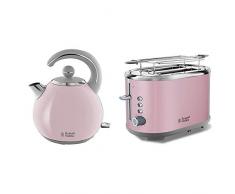 Russell Hobbs Set Petit Déjeuner Bouilloire et Grille Pain Toaster XL Bubble Rose - 24402-70 et 25081-56