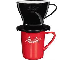 Melitta Kit de Filtration Manuelle, 1 Porte-filtre de Taille 1x2, 1 Mug en Porcelaine (290 ml), 5 Filtres Ã CafÃ© 1x2, Pour Over, Noir