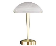 TRIO, Lampe de table, Henk 1xE14, max.60,0 W Verre mat, Blanc balayé, Corps: metal, Laiton mat Ã:26,0cm, H:38,0cm IP20,Interrupteur tactile 4 niveaux