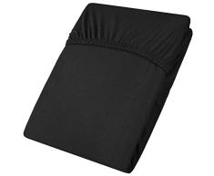 aqua-textil Viana Drap-Housse surmatelas revêtement lit sommier tapissier Coton 90x200-100x200 cm Noir