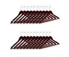 Relaxdays 10021812_93 Cintre en Bois Pack de 20, mÃ©tal, Marron, 23 x 44 x 1 cm