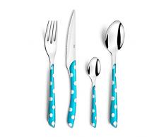 Amefa 2234TUMBA1B60 ECLAT Pois Ménagère 16 pièces-Coffret 4 Personnes, Bleu Turquoise