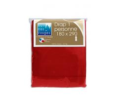 Nuit des Vosges 2104110 Cotoval Drap de Lit Uni Coton Bordeaux 180 x 290 cm