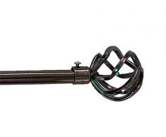 ForenTex P20021 Barre en Argent brossé Extensible 120 â 210 cm de 16 â 19 mm dépaisseur avec têtes décoratives pour Rideaux,