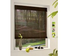 MADECOSTORE Store Enrouleur RollUp Bambou - Chocolat - L103 x H180cm - Fixation avec perçage - Store bois