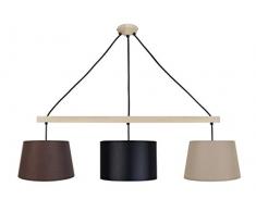 Tosel 20998 Lustre Barre 3 Lumière, Bois, E27, 40 W, Multicolore, 80 x 80 cm