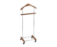 Mondex MON8171-102 Valet de Nuit Design en Bois Massif et Acier ChromÃ©, Vernis Merisier