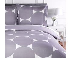 AmazonBasics Parure de lit avec housse de couette en microfibre, 140 x 200 cm, Violet Ã pois (Purple Mod Dot)