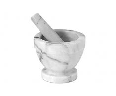 Home Mortier avec Pilon, Marbre, Blanc/Gris, 10 cm