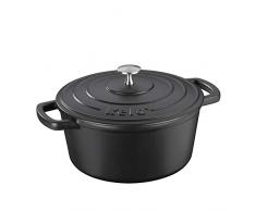 Kela 12471 Cocotte en Fonte Ã©maillÃ©e Ronde avec Couvercle, Bonne Conservation de la Chaleur, Compatible avec induction, 4 L, Noir, Calido