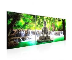 Tableau decoration murale Cascade de Bouddha 90 x 30 cm - XXL Impression sur Toile Salon Appartment 3 Parties - prÃªt Ã accrocher - 503534a