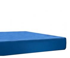 Blanc des Vosges Uni Jersey Drap housse extensible Coton Bleu royal 180 x 200 Ã 200x220 cm