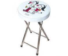 Laroom Tabouret Pliable en Acier Inoxydable avec siège en PVC Blanc