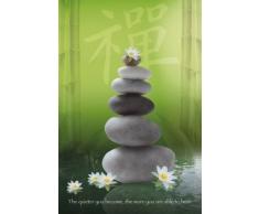 1art1 58751 Poster Bouddhisme Pierres Zen Le Plus Calme Tu Deviens Le Plus Tu Entendras 91 x 61 cm