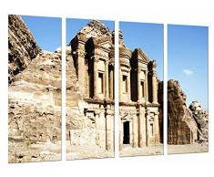 Tableau Moderne Photographique, Impression sur bois, Désert Paysage Ville Petra, Wonder World, Blue Day, 131 x 62 cm, ref. 27066