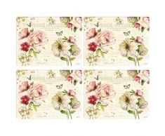 EASY LIFE 608FLEU 4 Sets DE Table Rigide 45X30CM en Liege, Papier, Multicouleur, 40x30x0,04 cm