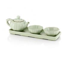 Tea Soul B6021251 Service ThÃ©iÃ¨re et 2 Tasses Porcelaine Vert