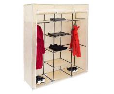 Relaxdays Grande armoire pliante VALENTIN 9 compartiments Penderie Tringles étagères (H x l x P 173 x 148 x 42,5 cm), beige