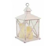 Galileo Casa 2197947 Lanterne en Plastique carrée vieillie Blanche, Dimensions p 19 x h 32,5