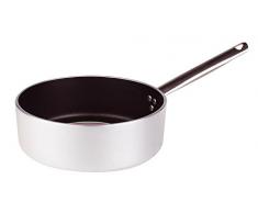 Pentole Agnelli Ligne Aluminium 5 mm Platinum Casserole Haute avec 1 Manche Basse 32 cm Argent
