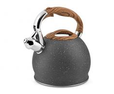 H & H Bouilloire Whistling Kettle 2.5Â L, acier inoxydable, gris