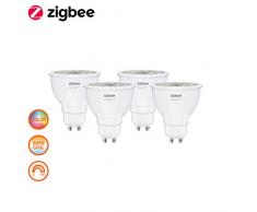 OSRAM Smart+ Lot de 4 Spots LED ConnectÃ©es - Culot GU10 - Dimmable - 16 Millions de couleurs - 6W (Ã©quivalent 50W) - Zigbee - Compatible Android & Amazon Alexa