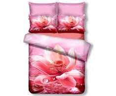 DecoKing Premium 00755Â Parure de lit 135Â x 200Â cm avec 1Â taie doreiller 80Â x 80Â Amarante 3D en Microfibre Housse de Couette Parure de lit Fleurs Motif Floral Rose Rose nectario