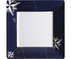 Marine Business northwind Assiette Ã Dessert carrÃ© en mÃ©lamine, Blanc et Bleu, 21Â x 21Â x 2Â cm, 6Â unitÃ©s