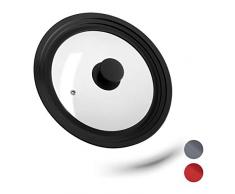 Relaxdays 10027988_46 Couvercle, Verre avec Rebord dégradé en Silicone, casseroles et poêles, Noir