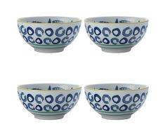 Maxwell Williams 5251644 Laguna Lot de 4 bols en porcelaine peinte Ã la main Bleu/blanc 10 cm, Porcelaine, Small Bowls for Snacks, Dips and Nuts