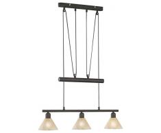 TRIO, Suspension, Stamina 3xE14, max.40,0 W Verre opale, AlbÃ¢tre, Corps: metal, Rouille L:66,0cm, L:14,0cm, H:180,0cm IP20,Hauteur rÃ©glable