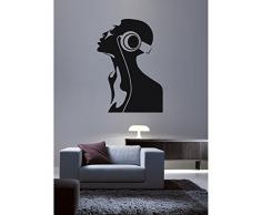TATOUTEX Stickers Femme et Ãcouteur - Noir, L 80cm x H 112cm