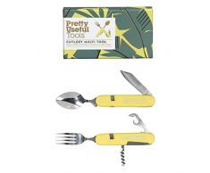 Pretty Outils utiles Outils avec Couverts, Acier Inoxydable, Jaune, 3.5Â x 11.3Â x 4Â cm