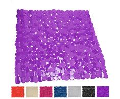 MSV Tapis de Douche PVC Galets-53x53 cm-Violet, 100%
