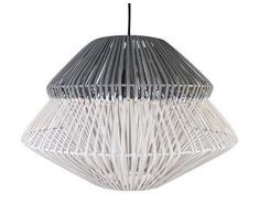 Luminaire Anoki, suspension rotin, 40 W, gris/blanc, ø 45 x H 33 cm