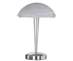 TRIO, Lampe de table, Henk 1xE14, max.60,0 W Verre mat, Blanc balayé, Corps: metal, Nickel mat Ã:26,0cm, H:38,0cm IP20,Interrupteur tactile 4 niveaux