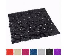 MSV Tapis de Douche PVC Galets-53x53 cm-Noir, 100%